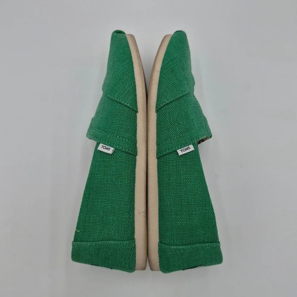 TOMS Womens Classic Alpargata Green Textile Slip On Loafers Shoes Size 5.5